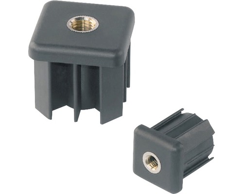 Justierstopfen 8x30x30 mm Kunststoff schwarz 20 Stück Quadratische Rohrendstücke mit Gewinde