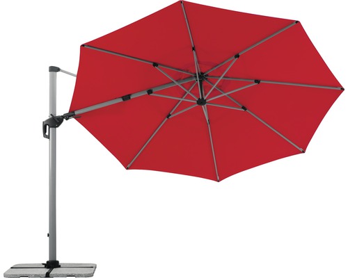 Freiarm-Sonnenschirm mit rotem Schirmtuch