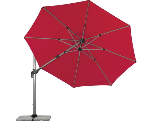 Roter Ampelschirm für den Garten mit Standfuß