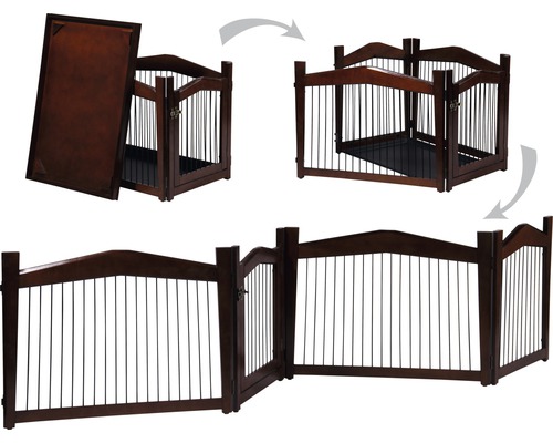 Mehrfachansicht eines Tiergeheges mit Tür und mehreren Elementen