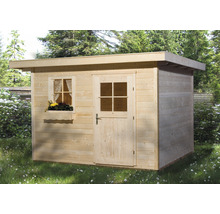 Holzgartenhaus mit Fenster und Tür im Garten