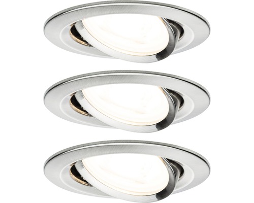 LED Einbauleuchten-Set Nova eisen gebürstet 3-flammig 460 lm 2700 K warmweiß rund Ø 84 mm