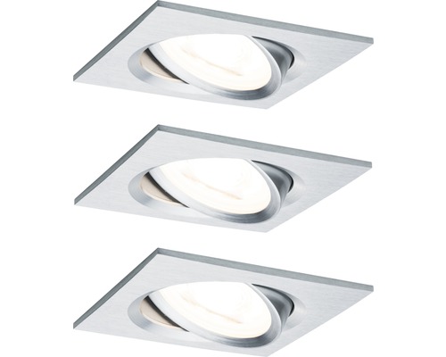 LED Einbauleuchten-Set Nova aluminium gedreht 3-flammig 460 lm 2700 K warmweiß eckig 84x84 mm