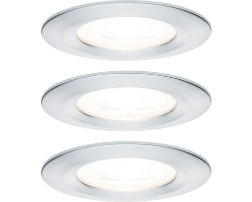 LED Einbauleuchten-Set Nova aluminium gedreht 3-flammig 460 lm 2700 K warmweiß IP 44 rund Ø 78 mm