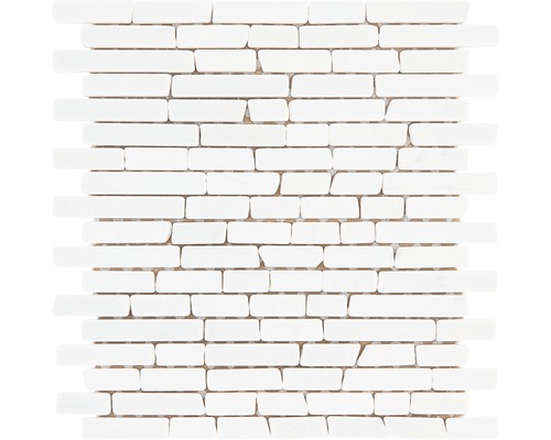 Natursteinmosaik Marmor Carrara 30,0x30,0 cm weiß matt Mosaikfliese aus Marmor im Querformat