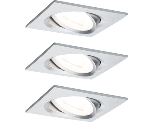 LED Einbauleuchten-Set Nova Coin aluminium gedreht 3-flammig 470 lm 2700 K warmweiß eckig 84x84 mm