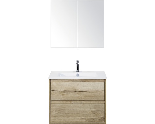 Badmöbel-Set Sanox Porto Keramik 170x71x51 cm Keramikwaschbecken Eiche natur mit Spiegelschrank Badmöbel-Set Sanox Porto Keramik 170x71x51 cm Keramikwaschbecken Eiche natur mit Spiegelschrank