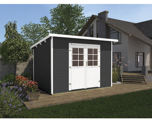 Gartenhaus weka 219 Gr.3 mit Fußboden 319 x 334 cm anthrazit Gartenhaus aus Holz mit Doppeltür im Garten