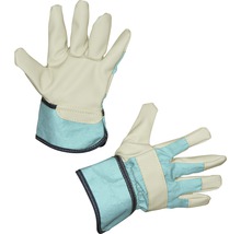 Zwei Gartenhandschuhe aus Leder und Stoff