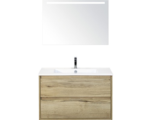 Badmöbel-Set Sanox Porto Keramik 170x91x51 cm Keramikwaschbecken Eiche Natur mit LED-Beleuchtung Badmöbel-Set Sanox Porto Keramik 170x91x51 cm Keramikwaschbecken Eiche Natur mit LED-Beleuchtung