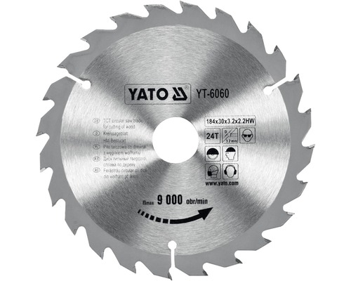Yato Kreissägeblatt zum Schneiden von Holz, 184x30x3.2x2.2 Millimeter