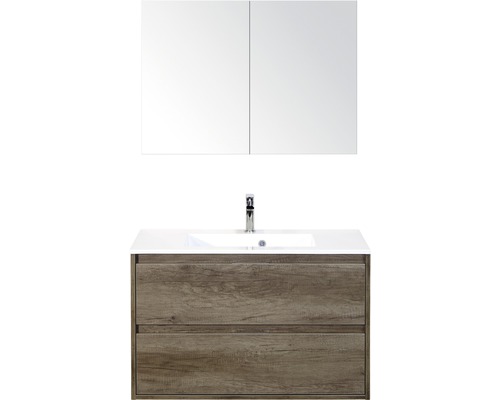 Badmöbel-Set Sanox Porto Mineralguss 170x90x50 cm Mineralgusswaschbecken Nebraska Eiche mit Spiegelschrank Badmöbel-Set Sanox Porto Mineralguss 170x90x50 cm Mineralgusswaschbecken Nebraska Eiche mit Spiegelschrank