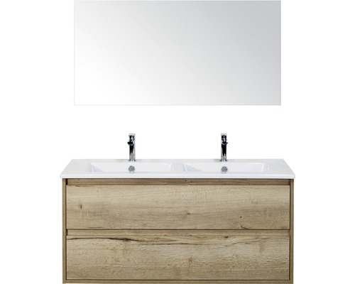 Badmöbel-Set Sanox Porto Keramik 170x121x51 cm Doppelwaschbecken 2 Schubladen eiche natur mit Spiegel Badmöbel-Set Sanox Porto Keramik 170x121x51 cm Doppelwaschbecken 2 Schubladen eiche natur mit Spiegel