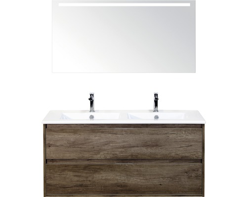 Badmöbel-Set Sanox Porto Keramik 170x121x51 cm Doppel-Keramikwaschbecken Nebraska Eiche mit LED-Beleuchtung Badmöbel-Set Sanox Porto Keramik 170x121x51 cm Doppel-Keramikwaschbecken Nebraska Eiche mit LED-Beleuchtung