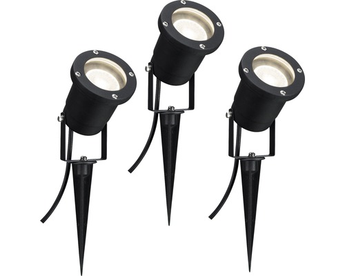 LED Außenspot-Set schwarz 3-flammig 230 lm 3000 K warmweiß IP 44 rund 320 mm-0