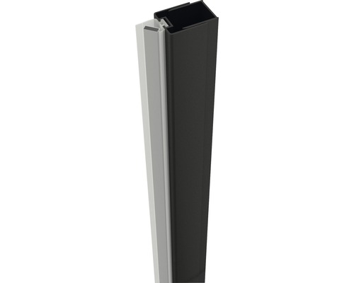 Wandbefestigungsprofil Sanotechnik für Glaswände 3,4-4,5 cm schwarz matt Zaunpfostenprofil für Sichtschutzelemente