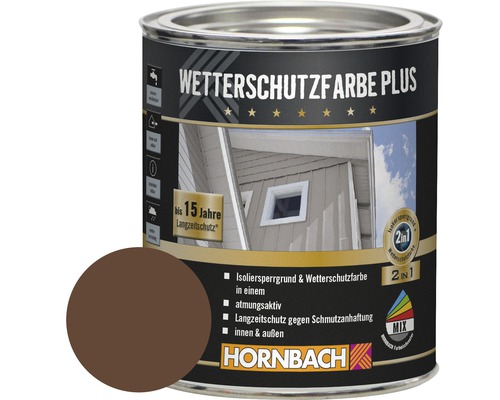 HORNBACH Holzfarbe Wetterschutzfarbe Plus braun 750 ml