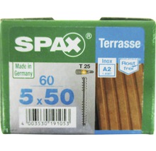 Spax Terrassenschraube, Edelstahl A2 blank, Zylinderkopf T25, Fixiergewinde, 5x50 mm, 60 Stück-thumb-0