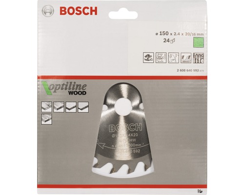 Bosch Optiline Wood Tauchsägeblatt mit einem Durchmesser von 150 Millimeter