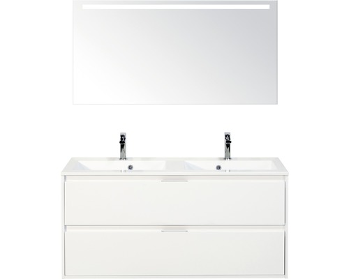 Badmöbel-Set Sanox Porto Mineralguss 170x120x50 cm mit Doppel-Mineralgusswaschbecken weiß hochglanz mit LED-Beleuchtung Badmöbel-Set Sanox Porto Mineralguss 170x120x50 cm mit Doppel-Mineralgusswaschbecken weiß hochglanz mit LED-Beleuchtung
