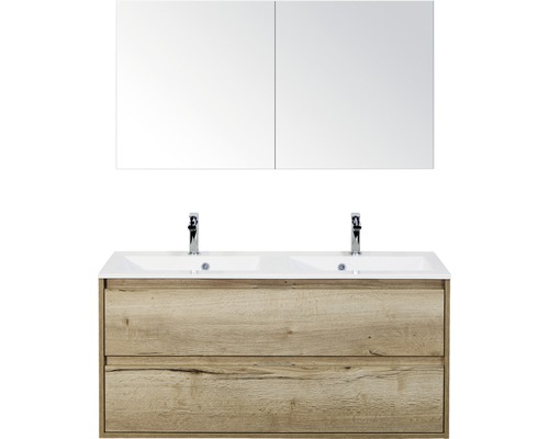 Badmöbel-Set Sanox Porto Mineralguss 170x120x50 cm mit Doppel-Mineralgusswaschbecken Eiche natur mit Spiegelschrank Badmöbel-Set Sanox Porto Mineralguss 170x120x50 cm mit Doppel-Mineralgusswaschbecken Eiche natur mit Spiegelschrank