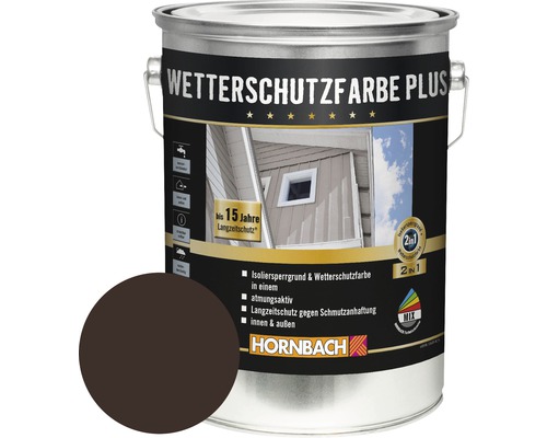 HORNBACH Holzfarbe Wetterschutzfarbe Plus dunkelbraun 5 l