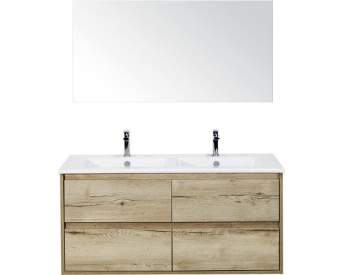 Badmöbel-Set Sanox Porto Keramik 170x121x51 cm Doppelwaschbecken 4 Schubladen eiche natur mit Spiegel Badmöbel-Set Sanox Porto Keramik 170x121x51 cm Doppelwaschbecken 4 Schubladen eiche natur mit Spiegel