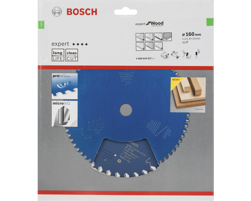 Bosch Logo. Bosch Expert Wood Sägeblatt mit 160 Millimeter Durchmesser.