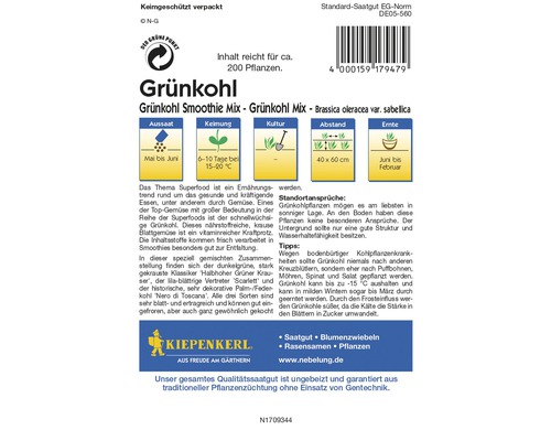Grünkohl Smoothie Mix Saatgutpackung von Kiepenkerl