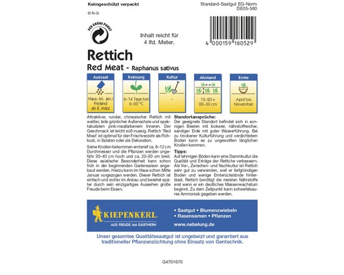 Radieschen Red Meat Saatgutpackung