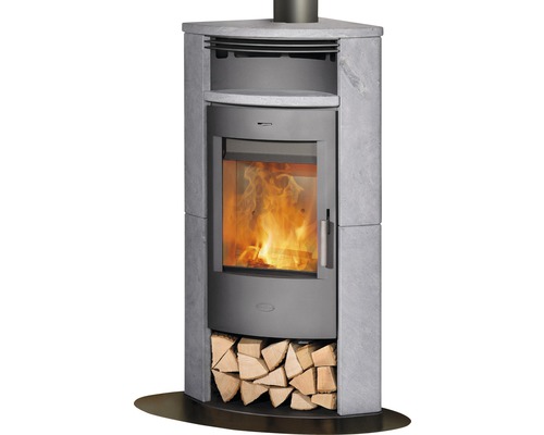 Kaminofen Fireplace Malta Speckstein 6 kW mit Holzfach