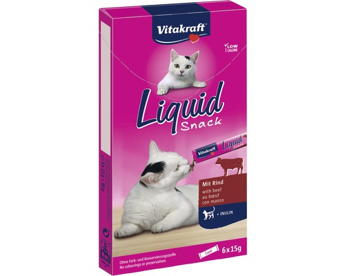 Katzensnack VITAKRAFT Cat Liquid Rind- und Inulin 6x15 g Vitakraft Liquid Snack für Katzen mit Rind, Packung mit sechs Stück