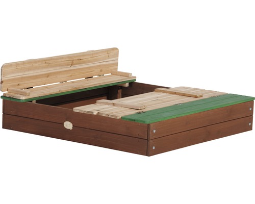 Sandkasten aus Holz mit Sitzbank und Abdeckung