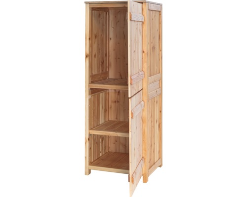 Offener Holzgartenschrank mit Einlegeböden