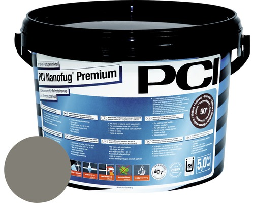 PCI Nanofug® Premium Variabler Flexfugenmörtel für alle Fliesen und Natursteine zementgrau 5 kg PCI Nanofug Premium flexibler Fugenmörtel im Eimer