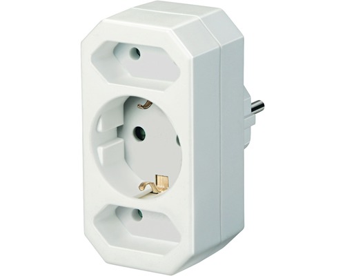 Adapterstecker Brennenstuhl® 3-fach, 2 x Euro und 1 x Schutzkontakt, weiß