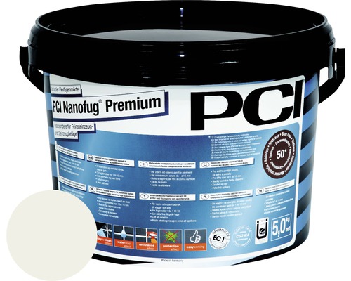 PCI Nanofug® Premium Variabler Flexfugenmörtel für alle Fliesen und Natursteine lichtgrau 5 kg PCI Nanofug Premium flexibler Fugenmörtel im Eimer