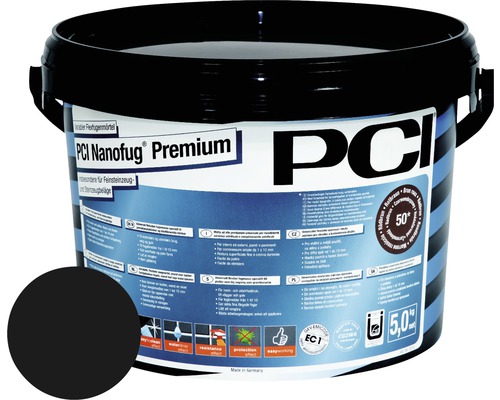 PCI Nanofug® Premium Variabler Flexfugenmörtel für alle Fliesen und Natursteine schwarz 5 kg Eimer PCI Nanofug Premium flexibler Fugenmörtel
