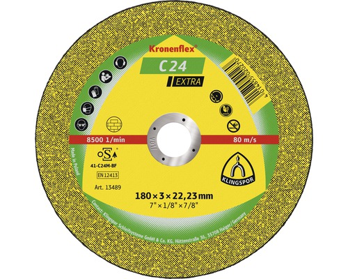 Trennscheibe Klingspor C 24 Extra Ø 180x22,23 mm Trennscheibe mit den Maßen 180 x 3 x 22,23 Millimeter