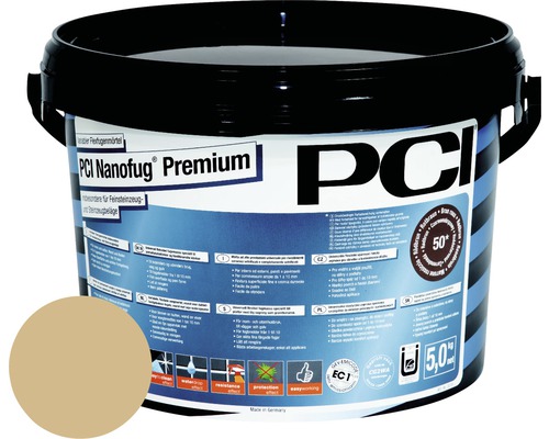 PCI Nanofug® Premium Variabler Flexfugenmörtel für alle Fliesen und Natursteine caramel 5 kg PCI Nanofug Premium flexibler Fugenmörtel im Eimer