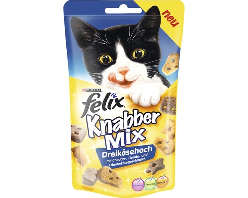 Katzensnack FELIX Knabber Mix Dreikäsehoch 60 g