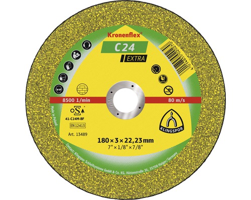 Trennscheibe Klingspor C 24 Extra Ø 125x22,23 mm Kronenflex Trennscheibe C24 Extra, 180x3x22,23 mm