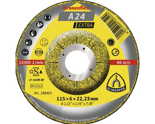 Schruppscheibe Klingspor A 24 Extra Ø 115x22,23 mm Kronenflex A24 Trennscheibe, 115x6x22,23 Millimeter