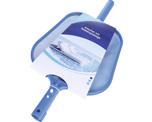 Blauer Poolkescher mit Teleskopstange