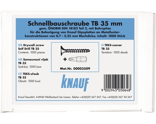 Schnellbauschrauben Knauf TB 3,5x35 mm