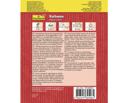 FloraSelf Narbonne Möhren-Saatband mit Aussaat-Hinweisen