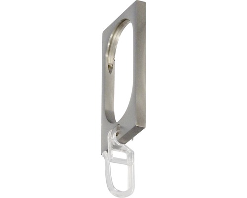 Vorhangring mit Haken für Kopenhagen edelstahl-optik 32 x 11 mm Länge 6 cm 8 Stk. Metallhalterung mit transparentem Clip