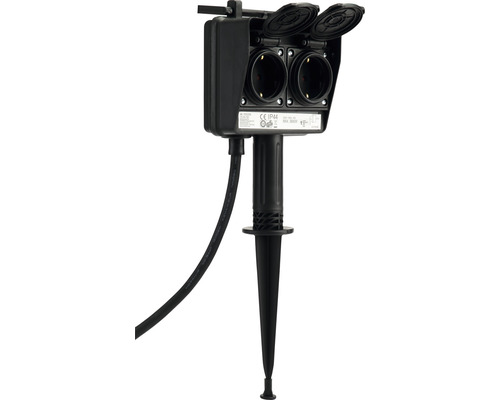 Gartensteckdose mit Erdspieß und zwei Steckdosen