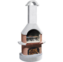 Gemauerter Gartengrill mit Grillrost und Holzlagerfach