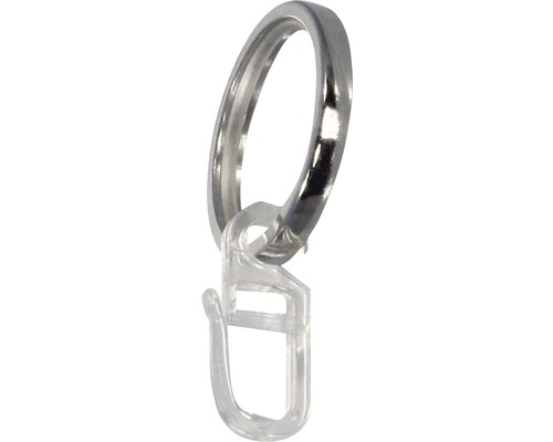 Vorhangring flach mit Haken und Gleiteinlage für Carpi chrom Ø 16 mm 10 Stk. Gardinenring mit Gleiter zur Gardinenaufhängung